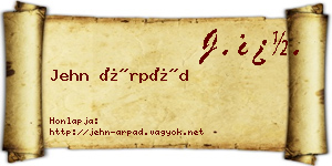 Jehn Árpád névjegykártya